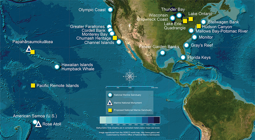 map of national marine sanctuaries